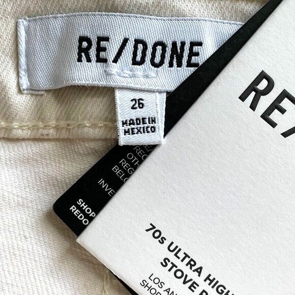 RE/DONE 70s Stove Pipe Jeans Ivory Womens Size 26 High Rise Straight Leg NEW! - Picture 9 of 15